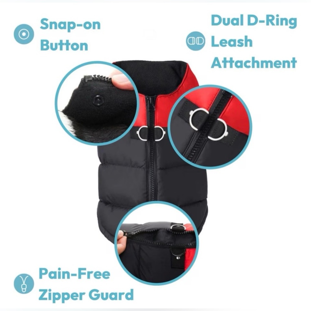 Gooby Dog Full Zip Padded Vest Winter Coat, Warm Jacket Jacket w/hat - Picture 8 of 16